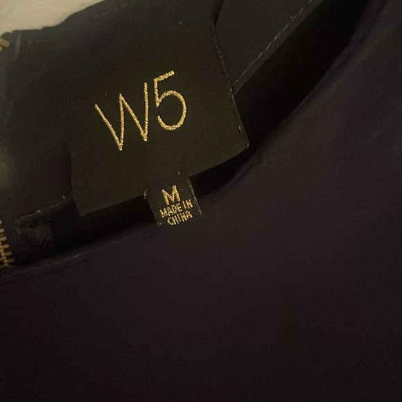 W5 Dark Blue Polyester 3/4 sleeve top Size M​ - Picture 4 of 7